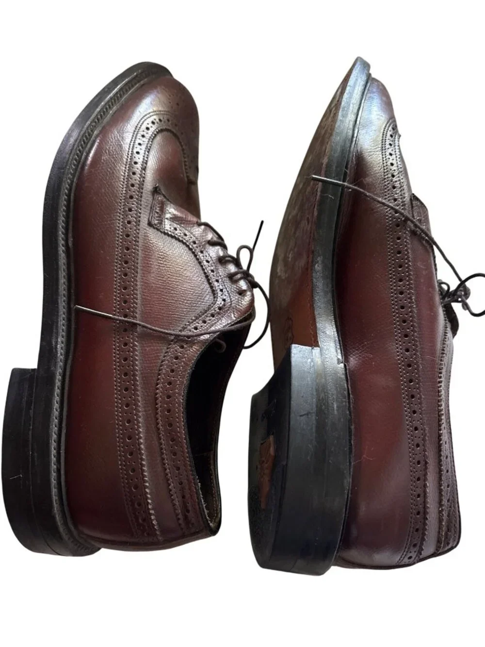 Vintage Mens Leather Wingtip Oxford Shoes Brown Size 8 USA-Made